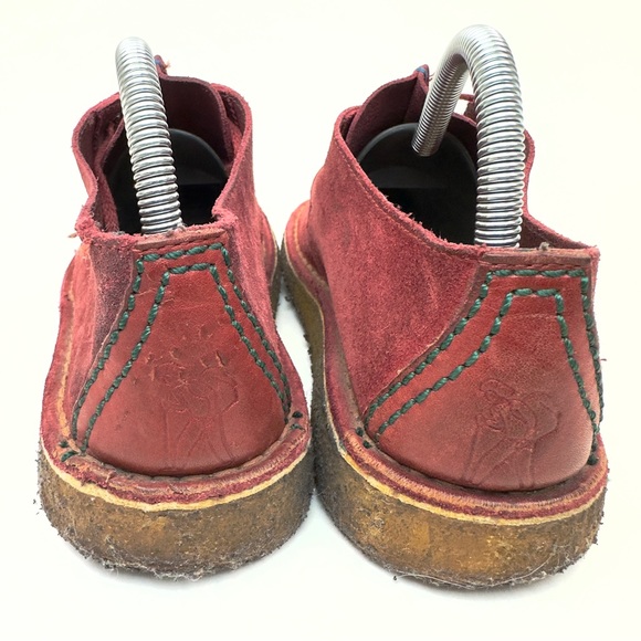 Clarks Desert Trek Women's Shoes Red Suede Crepe Sole Split Toe Moccasins Sz 6.5 - Picture 4 of 10